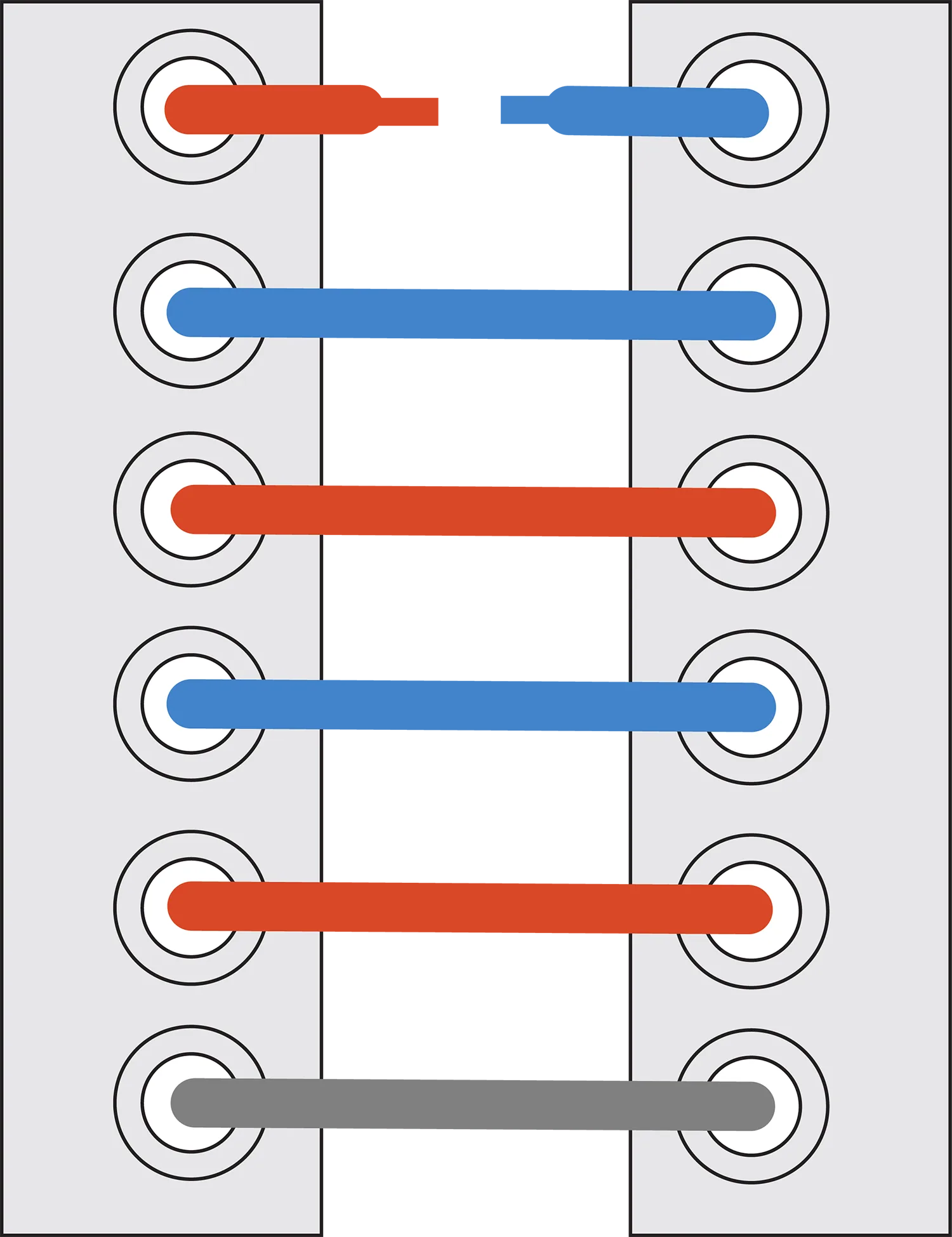 straight bar (parallel) lacing